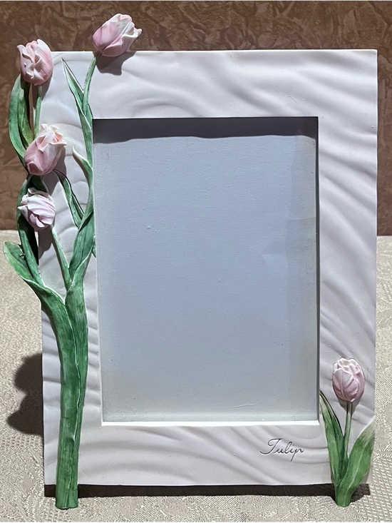 Other - Hand-Painted Pink Tulip Picture Frame